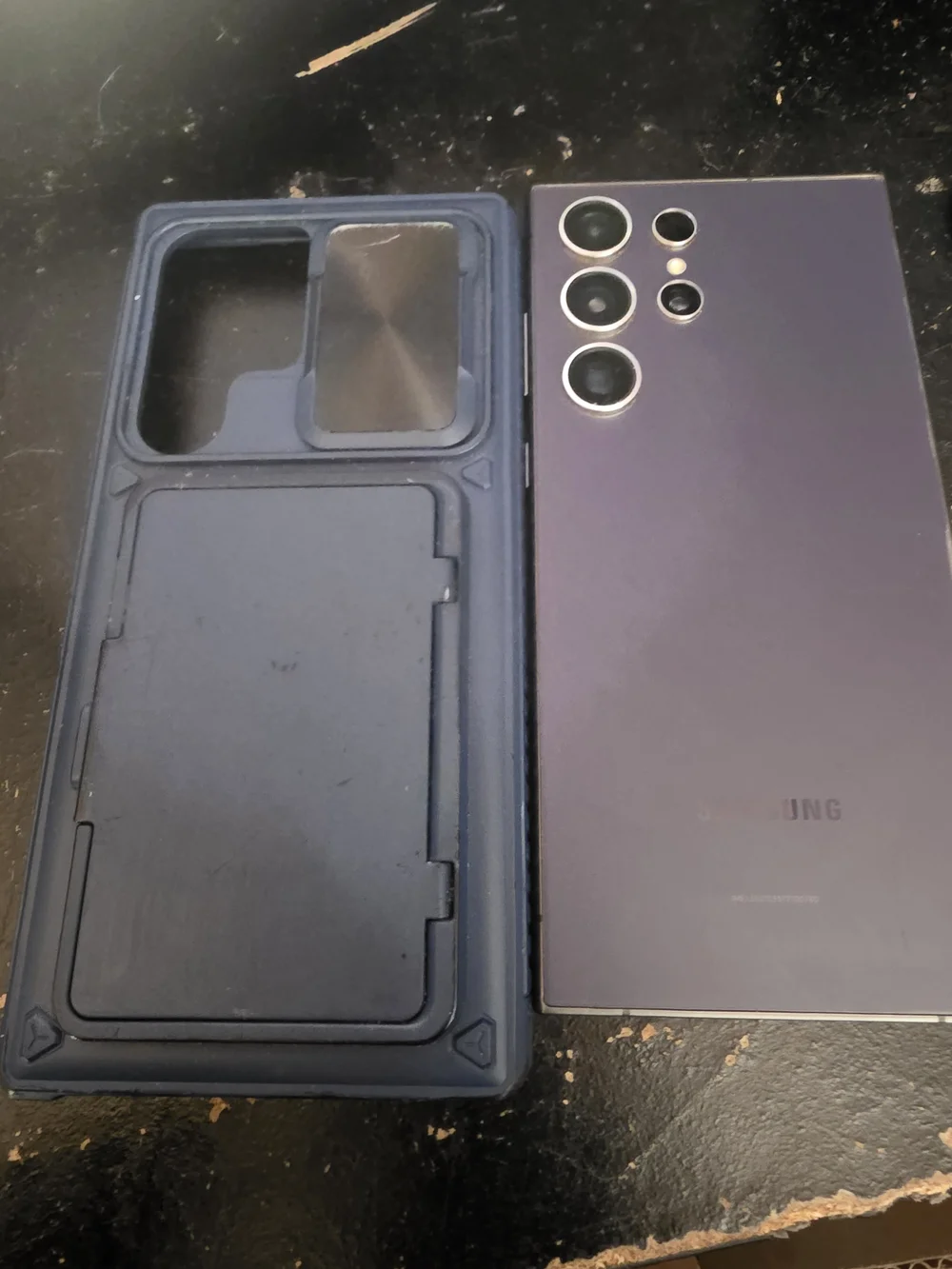 Samsung Galaxy S24 Ultra Purple with Navy Protective Case